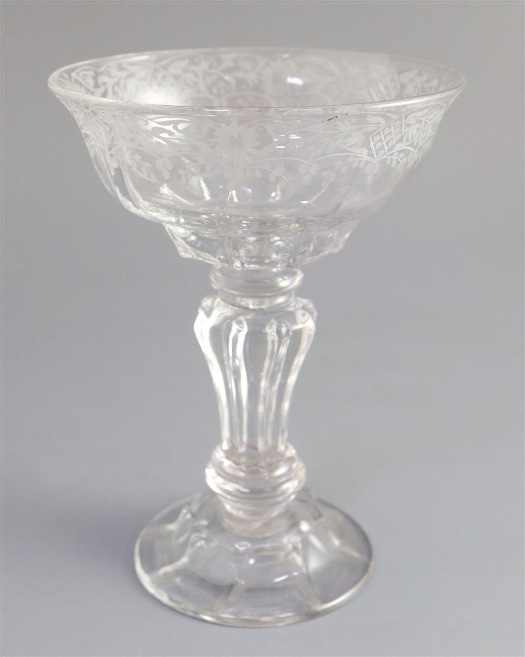 A George II Silesian stem sweetmeat glass, c. 1740, 14.7cm high